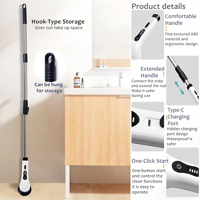 Electric Spin Scrubber, Cordless Cleaning Brush - Image 5