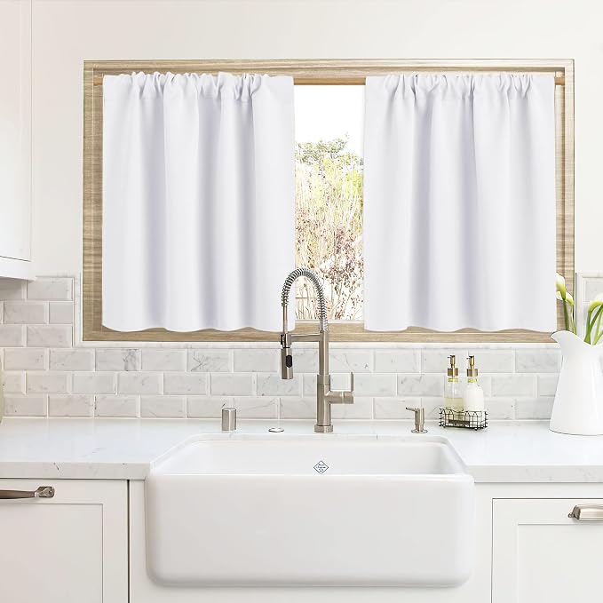 RYB HOME Blackout Curtains for Kitchen, Over Sink Privacy Curtains Window Decor by RYBHOME