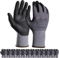 LOCCEF Safety Work Gloves MicroFoam Nitrile Coated-12 Pairs, Seamless Knit by LOCCEF