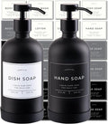 16oz Glass Soap Dispenser with Stainless Steel Pump, 21 Waterproof Labels by Verute
