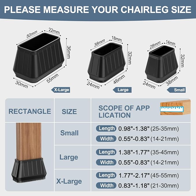 24PCS Rectangular Chair Leg Floor Protectors - Image 3