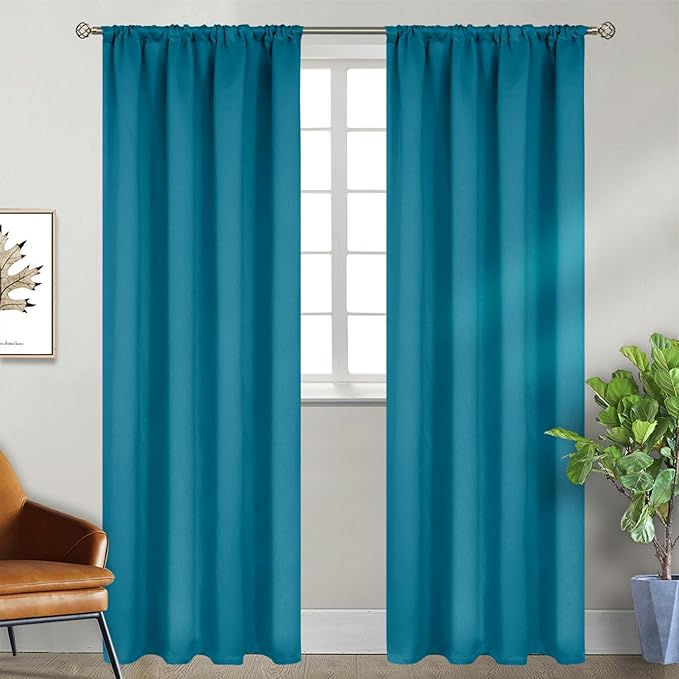 BGment Peacock Blue Blackout Curtains 90 Inch Length by BGment