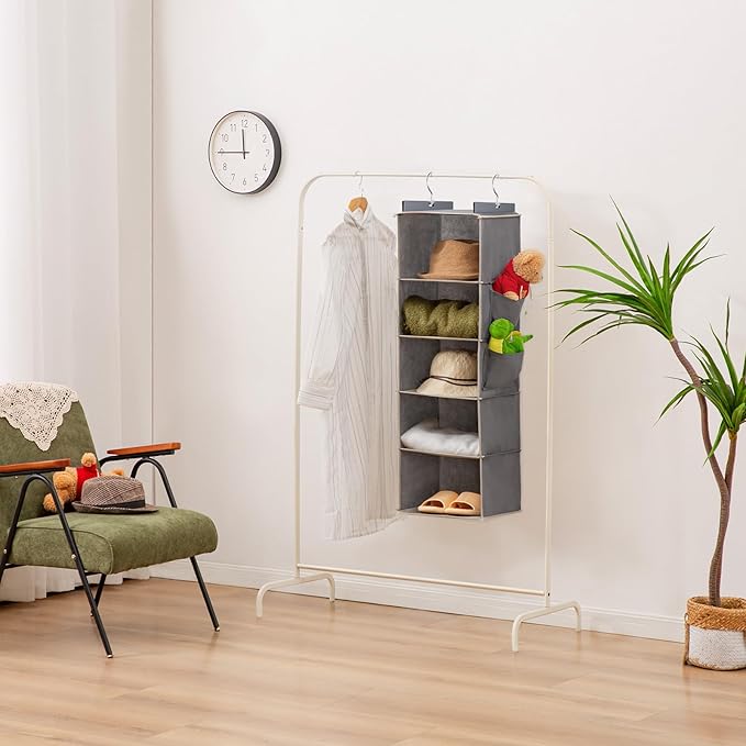 YOUDENOVA Hanging Closet Organizer, 5-Shelf Closet Hanging Storage Shelves - Image 6