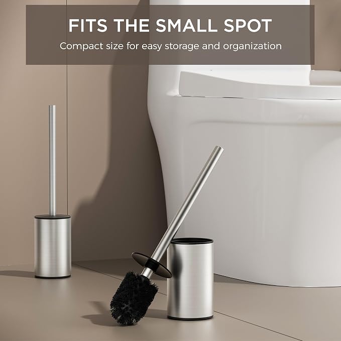 FORIOUS Toilet Brush and Holder Set, 304 Stainless Steel Heavy Duty Base and - Image 6