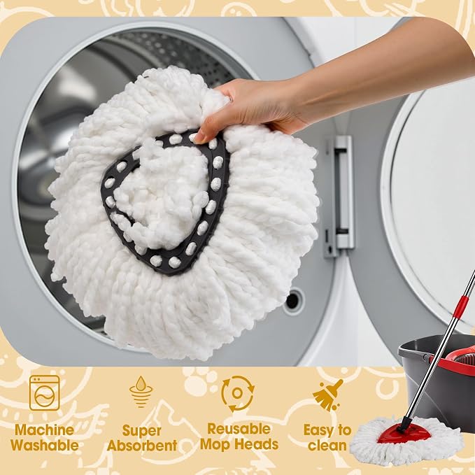 3 Pack Spin Mop Replacement Heads, 100% Microfiber Spin Mop Refills - Image 5