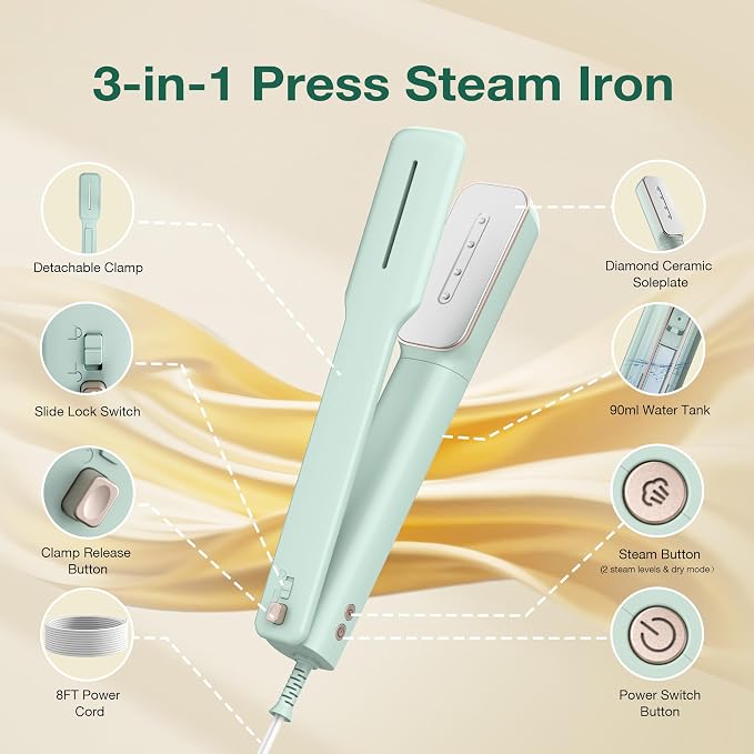 Newbealer 3in1 Clamp Travel Steam Iron - Image 2