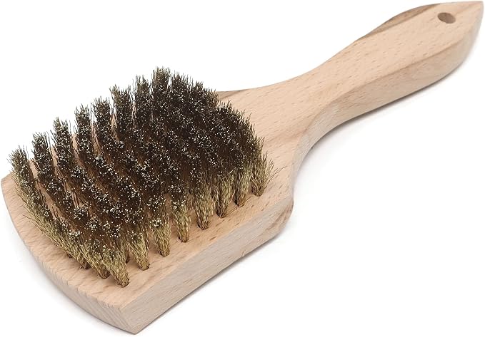 Brass Wire Utility Scrub Brush for Cleaning 9" Hardwood Handle by MidwestHearth