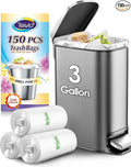 Teivio 3 Gallon 150 Counts Strong Trash Bags Garbage Bags, Bathroom Trash Can by Teivio
