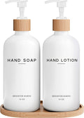 White Glass Soap and Lotion Dispenser Set by BrighterBarns