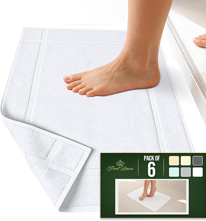 Pearl Linens Pack of 6 100% Cotton Bath Mat 20X30 inches, Soft & Absorbent - Image 5