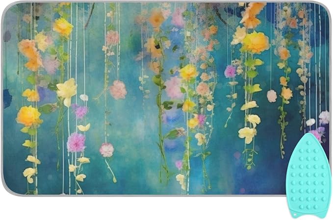 Kigai Watercolor Fowers Ironing Blanket Thick Portable Ironing Pad Travel by Kigai
