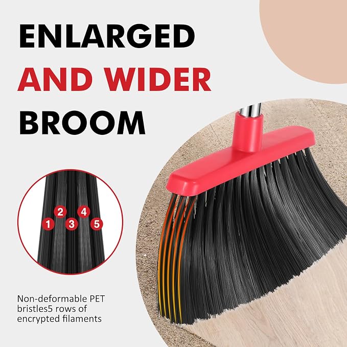 NACENA Heavy Duty Broom, 55 Inch Long Handle Outdoor Large Angle Brooms - Image 4