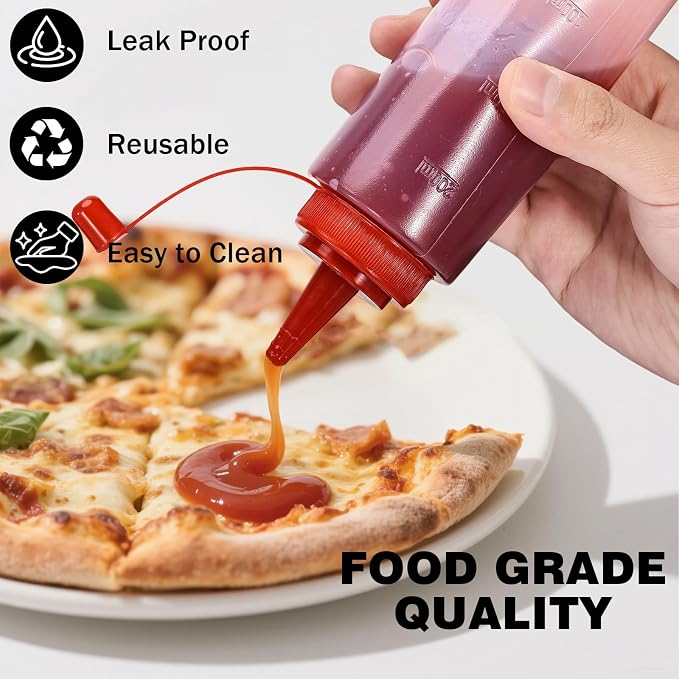 Condiment Squeeze Bottles Ketchup Dispenser, 6 Pack 8oz Squeeze Bottles - Image 4