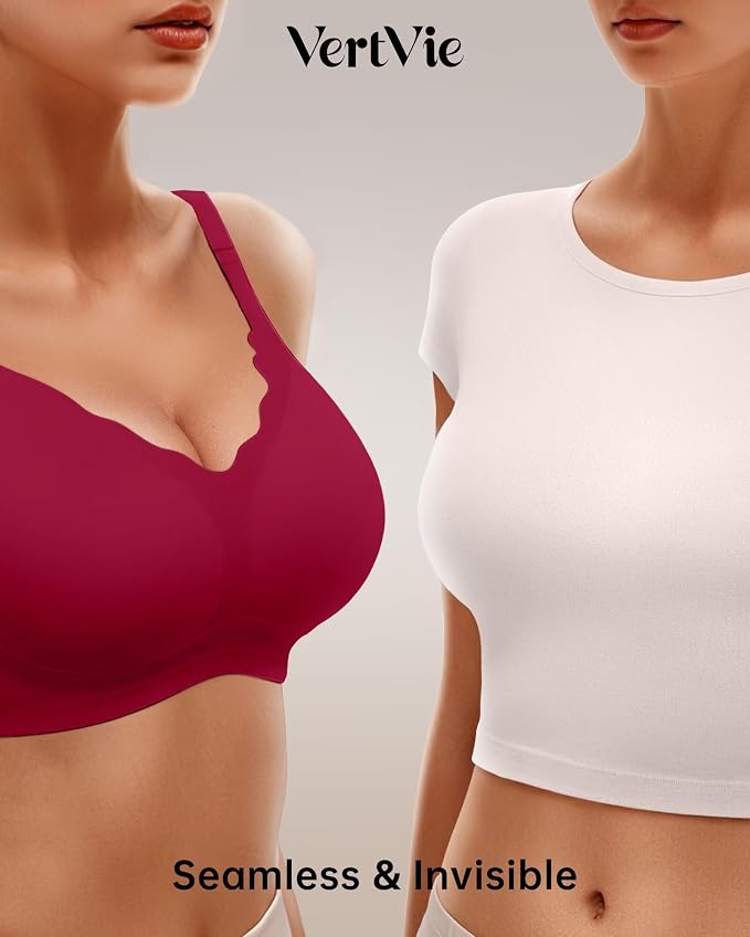 Vertvie Womens Seamless Bras No Underwire Supportive Wireless Push Up Full - Image 3