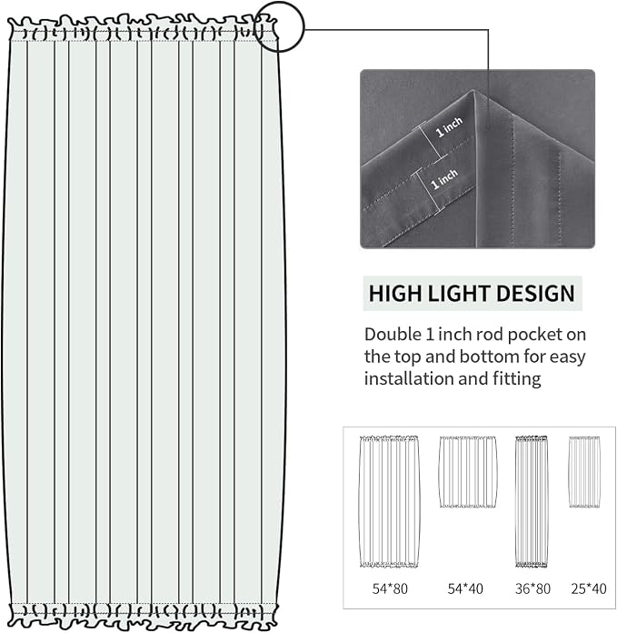 DWCN French Door Curtains – Rod Pocket Thermal Blackout Curtain - Image 3