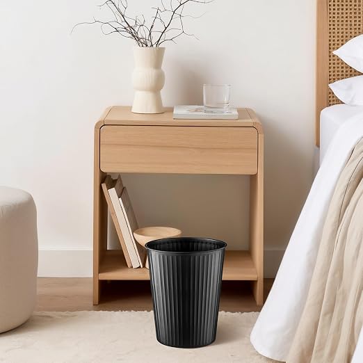 Monarch Abode Black Handcrafted Ridge Embossed Metal Wastebasket - Image 5