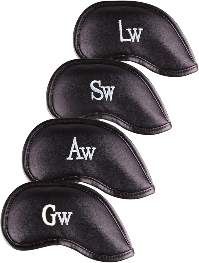 Premium Magnetic Leather Iron and Wedge Golf Club Head Covers | Set of 10 | by AllTeedUp