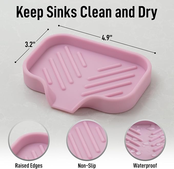 Zulay Kitchen Small Silicone Sponge Holder – Space-Saving Sink Organizer Tray - Image 4