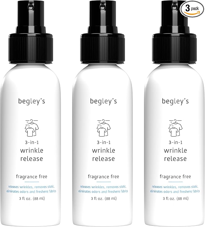 Begley's 3-in-1 Wrinkle Remover, Quick Fix Wrinkle Release, Static Cling Remover by Begleys