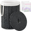 Laundry Hamper with Lid Laundry Basket with Lid 19.0 Gal Round Wicker Laundry by SETVSON