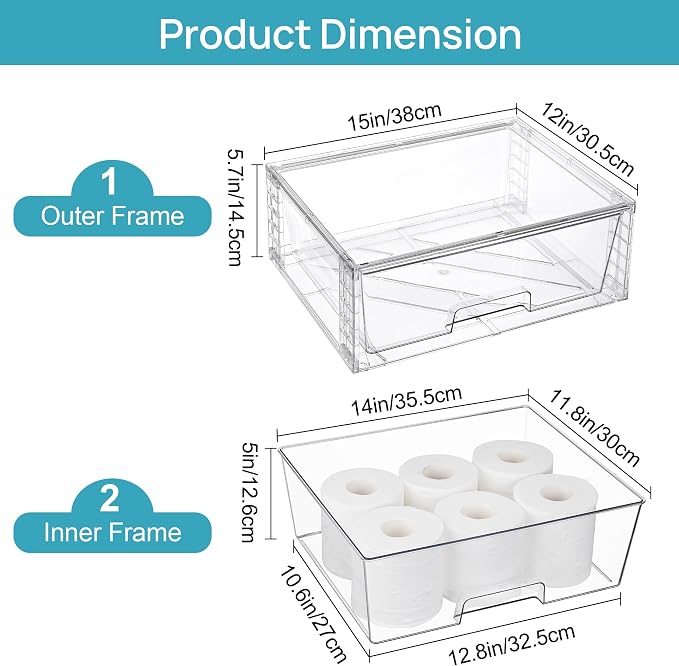 Vtopmart 3 Pack Large Stackable Storage Drawers, Easily Assemble Clear Acrylic - Image 3