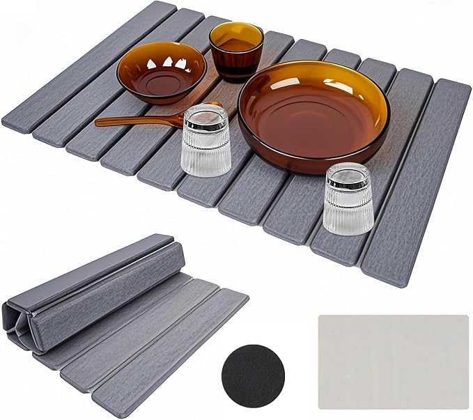 Large Diatomite Kitchen Counter Drying Mat – 24”x16”, Aesthetic Stone Mat by Unknown