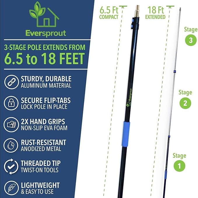 EVERSPROUT 7-to-20 Foot Swivel Squeegee & Microfiber Glass Window Scrubber - Image 6