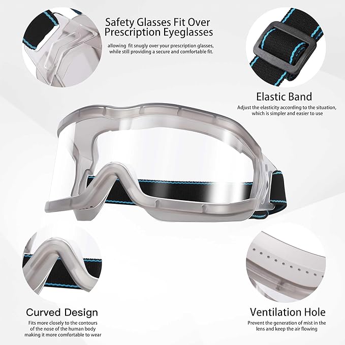 Chemistry Lab Safety Goggles, that Fit Over Glasses, Scientific, Construction - Image 4