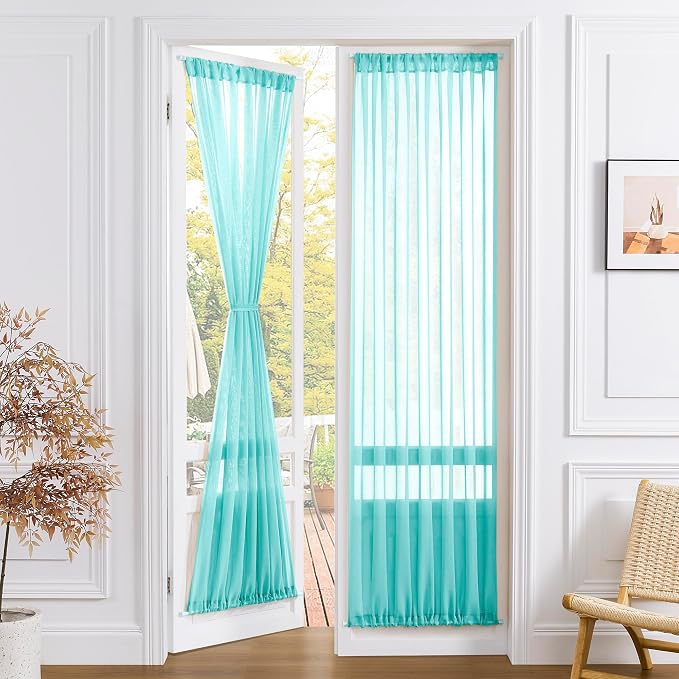 Tollpiz Sheer Door Curtain Closet Linen Textured Curtain Sheers Doorway Light by Tollpiz