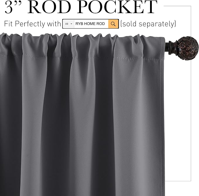RYB HOME Blackout Curtains for Bathroom - Image 2