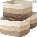 Large Storage Baskets for Organizing Shelves, Woven Cotton Rope Bins for Baby by ICERZCZ