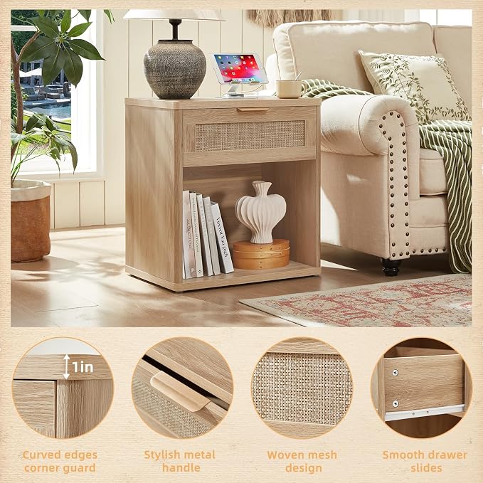LEYAOYAO Rattan Nightstands Set of 2 - Image 5