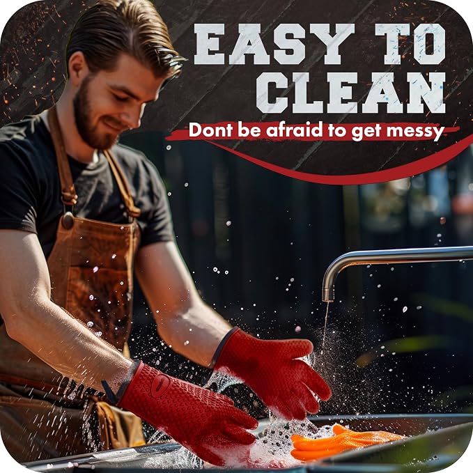 KITCHEN PERFECTION XL Silicone Smoker Oven Gloves-Extreme Heat Resistant BBQ - Image 7