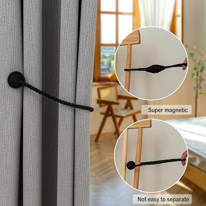 Magnetic Curtain Tiebacks 2 Pack Outdoor Rope Curtain Tie Backs Decorative - Image 4