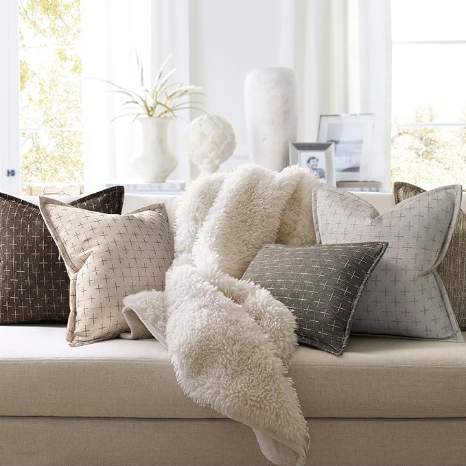 ZWJD Pillow Covers 20x20 Set of 2 Soft Polyester Textured Pillow Covers - Image 6