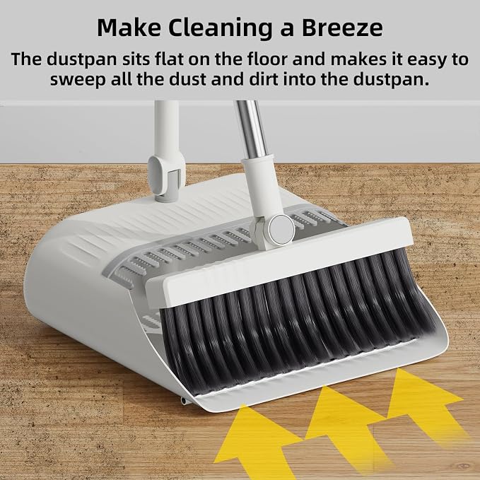 Upgrade Broom with Dustpan Combo Set, Broom and Dustpan Set with Adjustable - Image 4