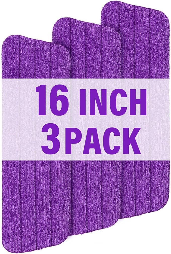 16.5 inch Mop Pads Refills, 3 Pack Microfiber Reusable Replacement Mop Pads by PANDAGRIP