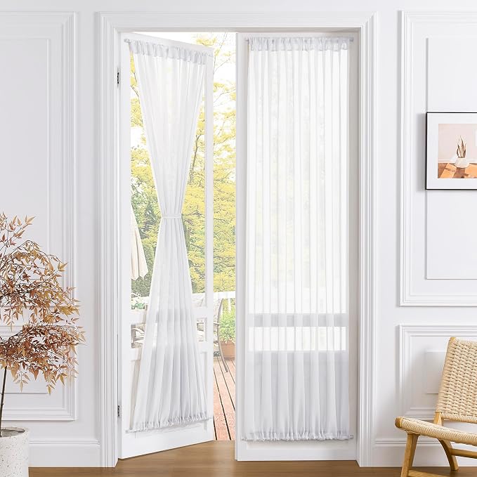 Tollpiz Sheer Door Curtains Closet Linen Textured Curtain Sheers Doorway Light by Tollpiz
