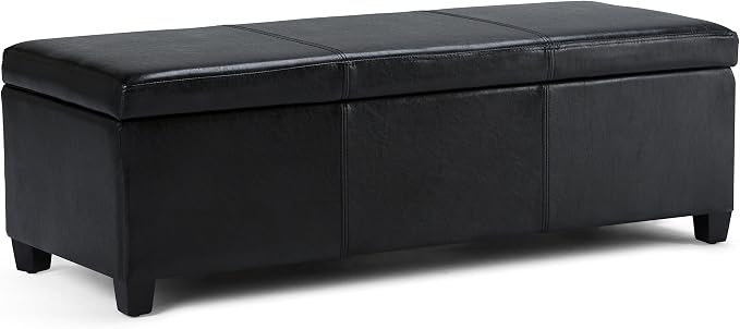 SIMPLIHOME Avalon 48 inch Wide Contemporary Rectangle Storage Ottoman Bench in by SimpliHome