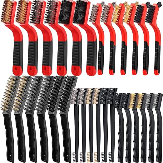 Sumind 30 Pcs Wire Cleaning Brush Set Nylon/ Stainless Steel/ Brass Metal Brush by Sumind