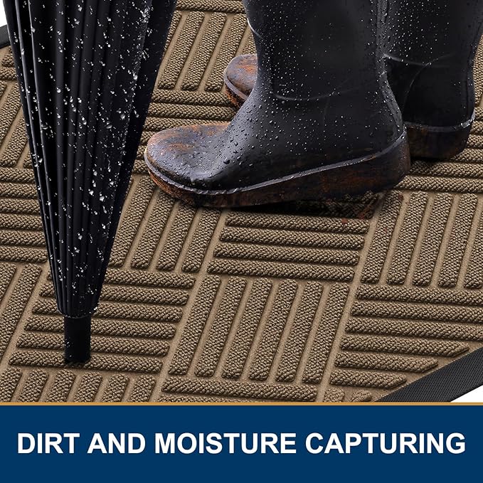 Smiry Front Door Mat Outside Entrance, Heavy Duty Outdoor Indoor Natural Rubber - Image 3