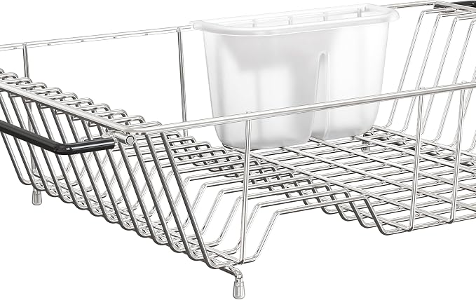 SIMPLE HOUSEWARE Large Over Sink Counter Top Stainless Steel Dish Drainer - Image 7