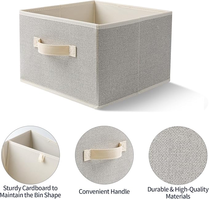 Storage Baskets, 11-Inch Woven Fabric Bins, Storage Cubes - Image 5
