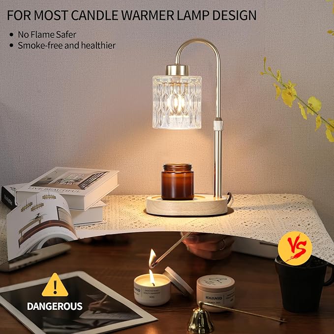 Gold Candle Warmer Lamp with Dimmer and Timer, Home Decor Lamp - Image 4