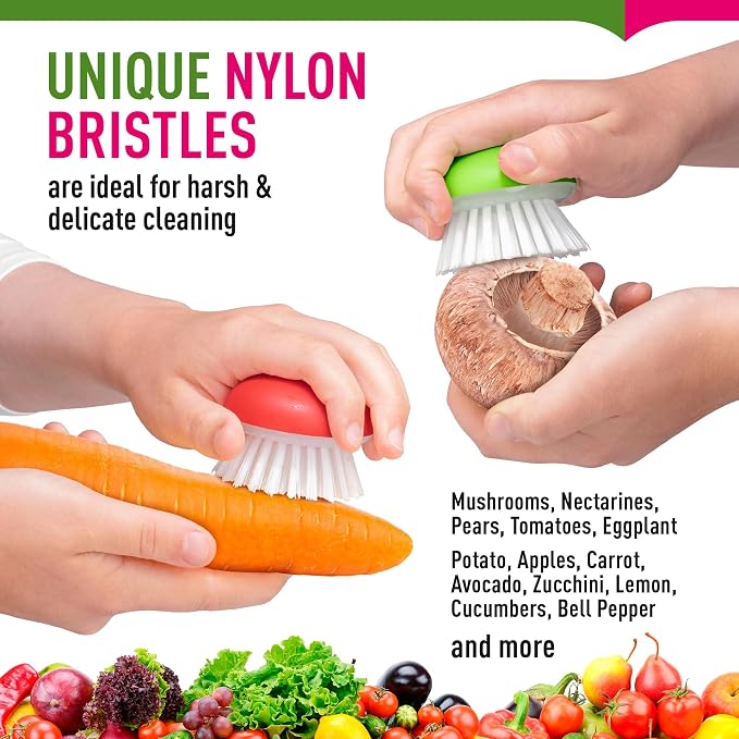 Vegetable Brush Scrubber for Food – 2Pcs Set Fruit and Veggie Brush – Silicone - Image 8
