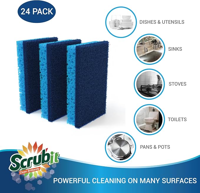 Scrubit Non-Scratch Cleaning Scrub Sponges- Scrubbing Dish Sponge Ideal - Image 3