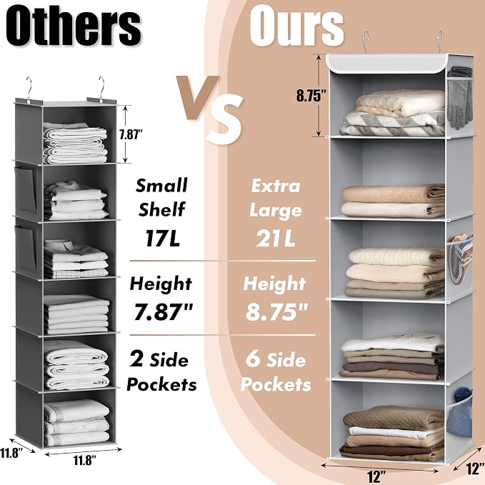 Simple Houseware 5 Shelf Hanging Closet Organizer - Image 4