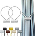 Hion Magnetic Curtain Tiebacks White 2pcs, Curtain Tiebacks Buckles Holdbacks by Hion