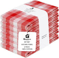 Christmas Kitchen Towels Set of 6 Red/White Checks, Reusable Cotton 20X30 by Gratico