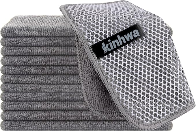 KinHwa Kitchen Washcloths for Dishes Absorbent Microfiber Dish Cloths Quick Dry by KinHwa